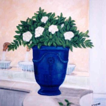 Painting titled "Pot de fleurs" by Anne Touzard, Original Artwork