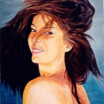 Painting titled "Cheveux au vent" by Anne Touzard, Original Artwork