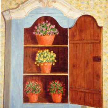 Painting titled "La niche aux fleurs" by Anne Touzard, Original Artwork