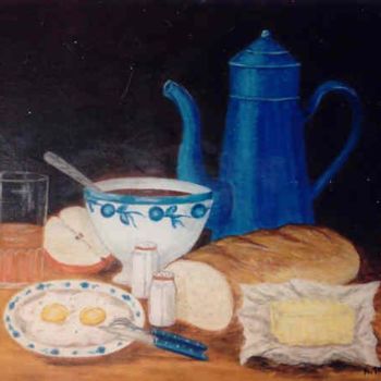 Painting titled "Les oeufs au plat" by Anne Touzard, Original Artwork