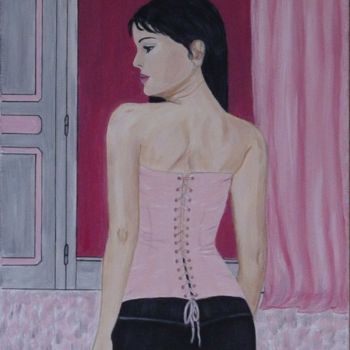 Painting titled "Femme au bustier" by Anne Touzard, Original Artwork