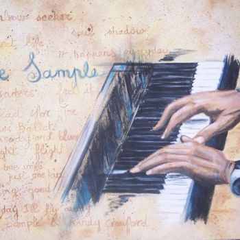 Painting titled "joe sample pianiste" by Anne Pastor, Original Artwork, Acrylic Mounted on Wood Stretcher frame