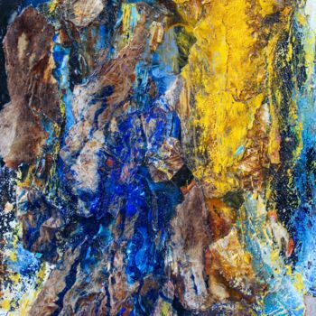 绘画 标题为“bleu et jaune” 由Anne Paul, 原创艺术品, 油