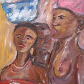 Картина под названием "femmes aux bassines" - Anne Paul, Подлинное произведение искусства, Масло