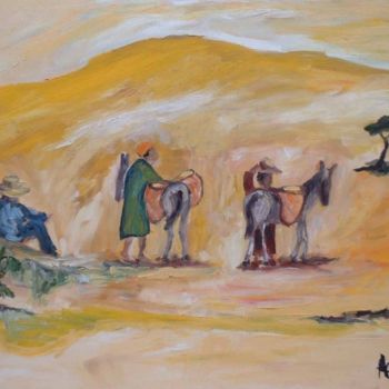 Painting titled "le sable" by Anne Paul, Original Artwork, Oil