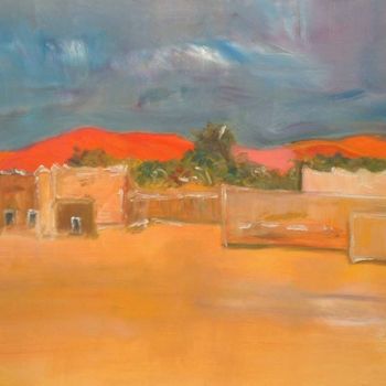 Pintura titulada "village et dunes" por Anne Paul, Obra de arte original, Oleo