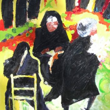 Peinture intitulée "femmes au marché" par Anne Paul, Œuvre d'art originale