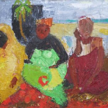 Peinture intitulée "mahoraises-au retour" par Anne Paul, Œuvre d'art originale, Huile