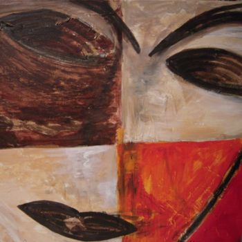 Peinture intitulée "visage d'afrique" par Aneguenek, Œuvre d'art originale