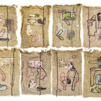 Textilkunst mit dem Titel "Les  8 miracles del…" von Annesailor, Original-Kunstwerk, Stickerei