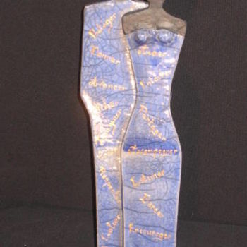 Sculpture intitulée "Couple plat tendres…" par Noush, Œuvre d'art originale