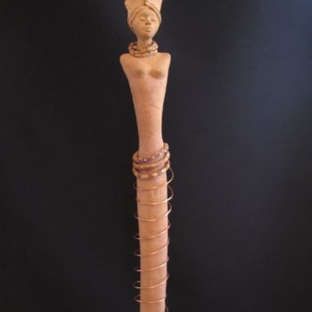 Scultura intitolato "Africaine grès sur…" da Noush, Opera d'arte originale