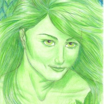 Dibujo titulada "Green" por Anne Ziller, Obra de arte original, Otro