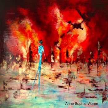 Painting titled "Solitude pendant ma…" by Anne Sophie Vieren, Original Artwork, Oil Mounted on Wood Stretcher frame