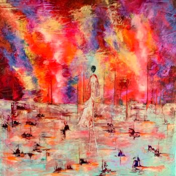 Painting titled "Solitude pendant fe…" by Anne Sophie Vieren, Original Artwork, Oil Mounted on Wood Stretcher frame