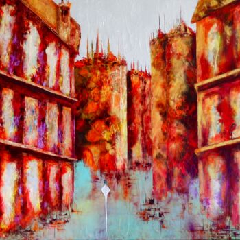 Painting titled "Avenir…" by Anne Sophie Vieren, Original Artwork, Oil Mounted on Wood Stretcher frame