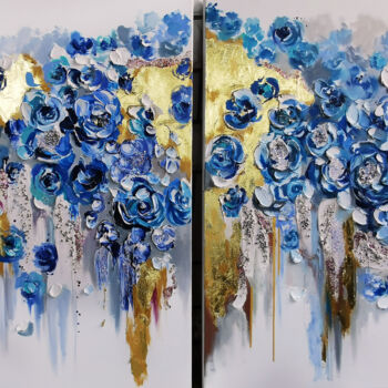 Malarstwo zatytułowany „Colorful blue paint…” autorstwa Annet Loginova, Oryginalna praca, Akryl