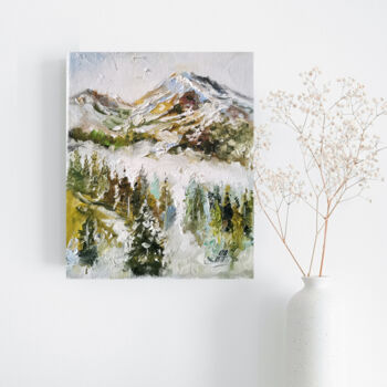 Pittura intitolato "Mountain painting,…" da Annet Loginova, Opera d'arte originale, Olio