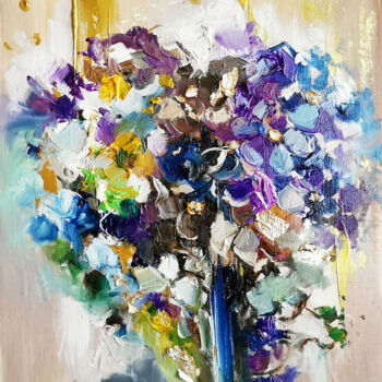 Pintura titulada "Blue flowers painti…" por Annet Loginova, Obra de arte original, Oleo