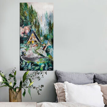 Malerei mit dem Titel "lake house wall art…" von Annet Loginova, Original-Kunstwerk, Öl