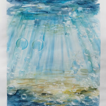 Peinture intitulée "Depths of the sea" par Annet Loginova, Œuvre d'art originale, Aquarelle