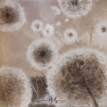 Painting titled "Dandelions in the W…" by Annet Loginova, Original Artwork, Oil