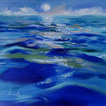 Painting titled "Ocean painting on c…" by Annet Loginova, Original Artwork, Acrylic