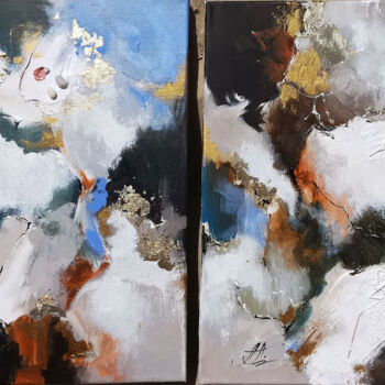 Painting titled "Diptych abstract pa…" by Annet Loginova, Original Artwork, Acrylic Mounted on Wood Stretcher frame