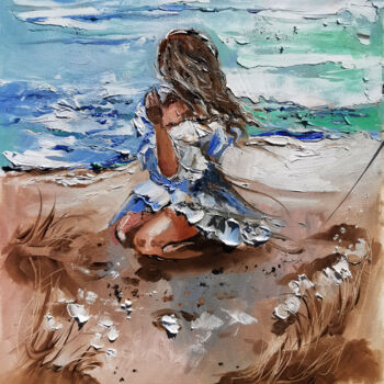 Painting titled "Dreams By The Sea.…" by Annet Loginova, Original Artwork, Oil Mounted on Cardboard