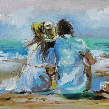 Pittura intitolato "Embracing Serenity.…" da Annet Loginova, Opera d'arte originale, Olio Montato su Cartone