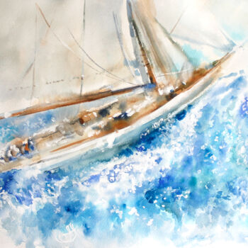 Gravures & estampes intitulée "Breeze. Watercolor…" par Annet Loginova, Œuvre d'art originale, Impression numérique