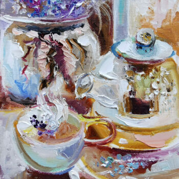Pintura titulada "Autumn Tea Delight.…" por Annet Loginova, Obra de arte original, Oleo