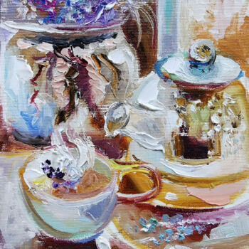 Malerei mit dem Titel "Autumn Tea Delight.…" von Annet Loginova, Original-Kunstwerk, Öl