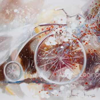 Printmaking titled "Bicycle Inspiration…" by Annet Loginova, Original Artwork, Digital Print Mounted on Wood Stretcher frame