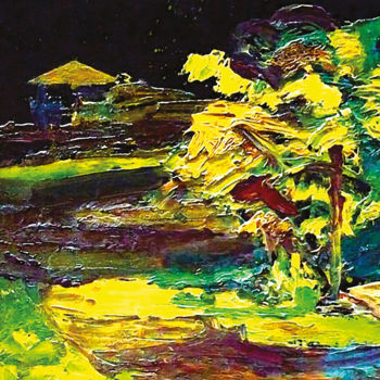 Malerei mit dem Titel "Ночной пленер" von Anna Osadchuk, Original-Kunstwerk, Öl