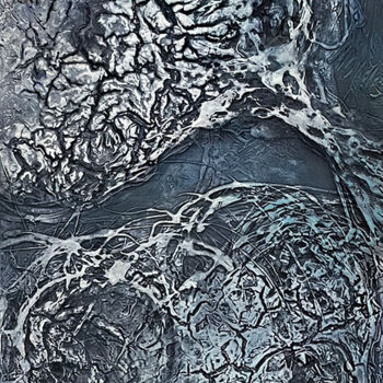 Malerei mit dem Titel "Blue Collar Cotton" von Annette Wyrick-Solari, Original-Kunstwerk, Acryl Auf Keilrahmen aus Holz mont…