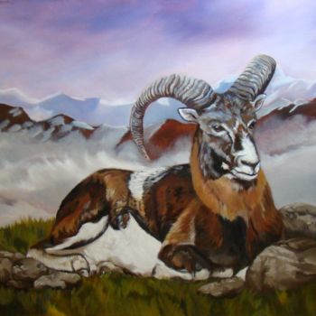 Painting titled "Mouflon" by Anne Zamo, Original Artwork, Oil