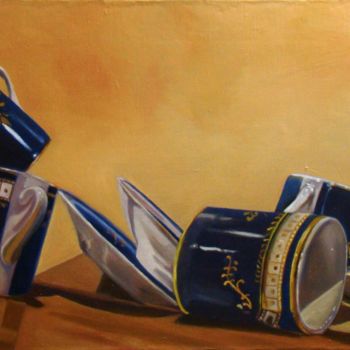 Peinture intitulée "Mal de mer, tasses…" par Anne Zamo, Œuvre d'art originale, Huile