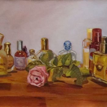 Painting titled "Frangrances et flac…" by Anne Zamo, Original Artwork, Oil