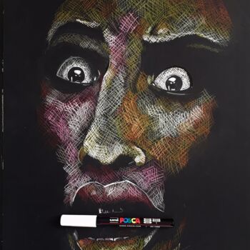 Dessin intitulée "L'EFFROI" par Annick A, Œuvre d'art originale, Crayon
