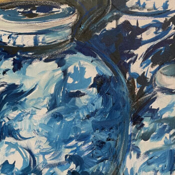 Peinture intitulée "Blauwe vazen Serie…" par Annick Blommaert, Œuvre d'art originale, Acrylique
