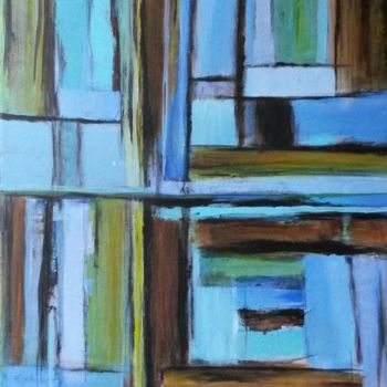 Painting titled "Passerelles" by Annick Bouhan, Original Artwork, Acrylic Mounted on Wood Stretcher frame