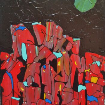 Pintura intitulada "LA GROTTE SACREE" por Annick Couëdel, Obras de arte originais