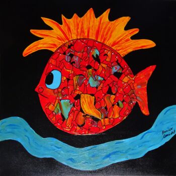 Peinture intitulée "PUNKY FISH" par Annick Couëdel, Œuvre d'art originale, Acrylique Monté sur Châssis en bois