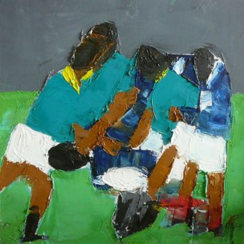 Painting titled "Rugby" by Annick Fournier, Original Artwork, Oil