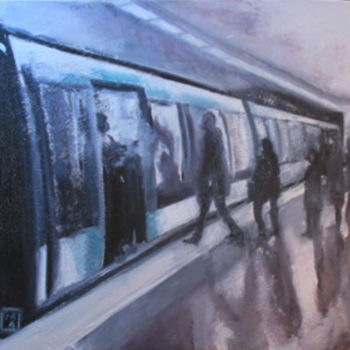 Painting titled "metro" by Ga'A, Original Artwork, Oil