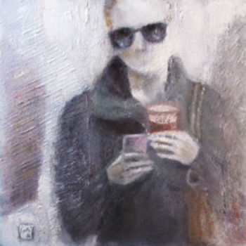 Painting titled "pause-cafe" by Ga'A, Original Artwork, Oil