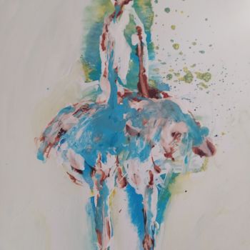 Painting titled "danseuse fd bl a" by Annick Harnie, Original Artwork, Acrylic