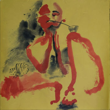 Painting titled "Jayawarma_8" by Annick Lavocat, Original Artwork, Ink