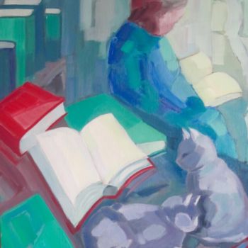 绘画 标题为“La lecture” 由Annick Queffélec, 原创艺术品, 油